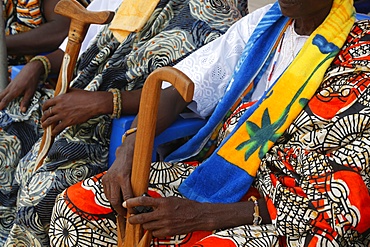 Chiefs attending the Ouidah Voodoo festival, Ouidah, Benin, West Africa, Africa