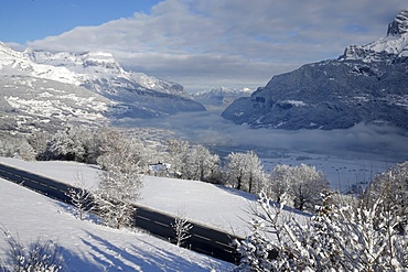 Snowy landscape, Combloux, Haute Savoie, French Alps, France, Europe