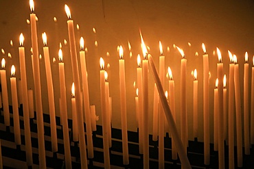 Candles, Sacred Heart Basilica, Paray-le-Monial, Saone-et-Loire, Burgundy, France, Europe