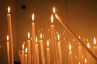 Candles, Sacred Heart Basilica, Paray-le-Monial, Saone-et-Loire, Burgundy, France, Europe