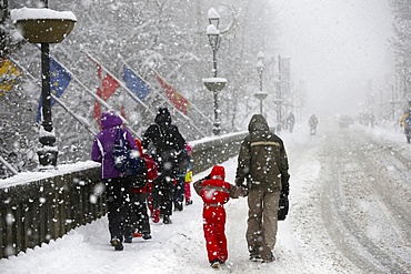 Snowfall, Saint-Gervais-les-Bains, Haute-Savoie, France, Europe