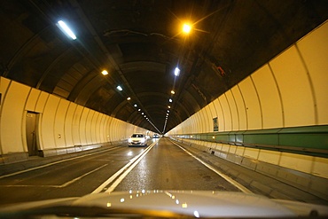 The Mont Blanc Tunnel runs through the highest mountain in the Alps, connecting Courmayeur, Italy, and Chamonix-Mont-Blanc, France, Europe