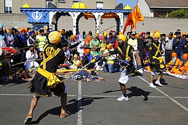 Hola Mohalla, martial arts during the Sikh new year, in Bobigny, France, Europe