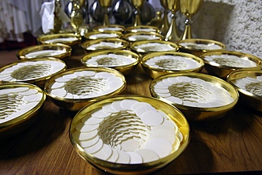 Roman Catholic unleavened wafers for the Holy Communion, Sanctuary-Shrine of Jean-Marie Vianney (the Cure d'Ars), Ars-sur-Fromans, Ain, France, Europe