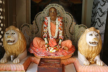 Statues in A. C. Bhaktivedanta Swami Prabhupada's mausoleum in Vrindavan, Uttar Pradesh, India, Asia