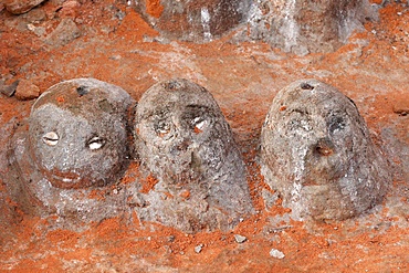 Voodoo fetishes at the entrance of a convent, Togoville, Togo, West Africa, Africa