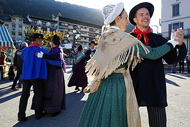 Savoyard folk dance with the cast of Chamochire, the agriculture fair (Comice Agricole) of Saint-Gervais-les-Bains, Haute Savoie, France, Europe