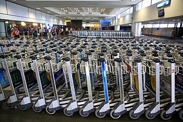 Luggage trolleys, Noi Bai International Airport, Hanoi Airport, Vietnam, Indochina, Southeast Asia, Asia