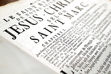 The Gospel of St. Mark, old Holy Bible, Strasbourg, France, Europe