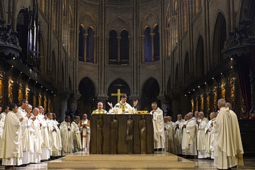 Michel Aupetit's first Mass as Paris Archbishop at Notre Dame de Paris Cathedral, Paris, France, Europe