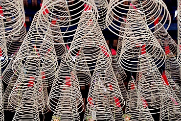 Spiral incense sticks, Taoist temple of Phuoc An Hoi Quan Pagoda, Ho Chi Minh City, Vietnam, Indochina, Southeast Asia, Asia