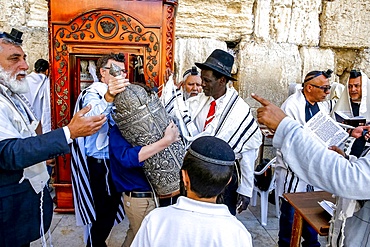 Bar Mitzvah at the Western Wall, Jerusalem, Israel, Middle East