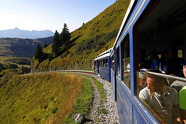 The Mont Blanc Tramway (TMB), the highest mountain railway line in France, French Alps, Saint-Gervais, Haute-Savoie, France, Europe