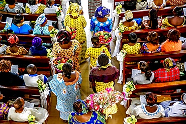 Sunday Mass in a Catholic church in Ouagadougou, Burkina Faso, West Africa, Africa