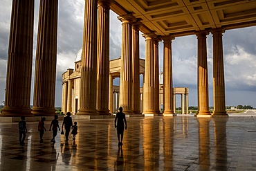 Visitors, Basilica of Our Lady of Peace, a Roman Catholic minor Basilica in Yamoussoukro, Ivory Coast, West Africa, Africa