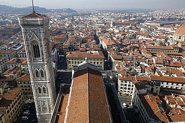 Cathedral of Santa Maria del Fiore and aerial view of city, Florence, Tuscany, Italy, Europe