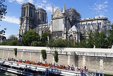 Consolidation work after the fire, Notre Dame de Paris Cathedral, Paris, France, Europe