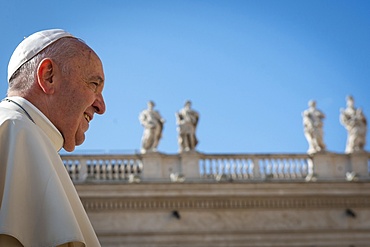 Pope Francis arrives for his weekly general audience in St. Peter's Square at the Vatican, Rome, Lazio, Italy, Europe