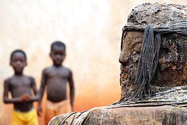 Legba Voodoo protection outside a house, Togoville, Togo, West Africa, Africa