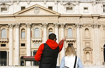 Tourists at St. Peter's Basilica, Vatican, Rome, Lazio, Italy, Europe