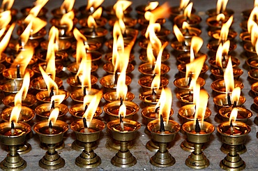 Butter lamps, Patan, Nepal, Asia