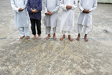 Muslim boys praying, Kathmandu, Nepal, Asia