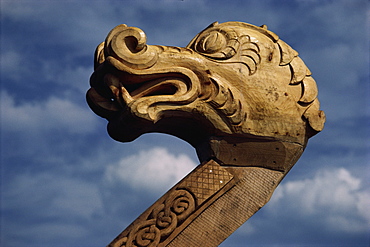 Detail of replica Viking ship Aker Brygge, Oslo, Norway, Scandinavia, Europe