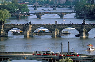 Charles Bridge on the Vltava River, Prague, Czech Republic, Europe