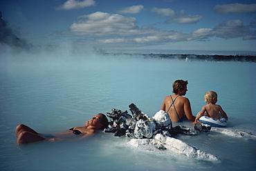 People bathing in the Blue Lagoon, Svartsengi, near Reykjavik, Iceland, Polar Regions