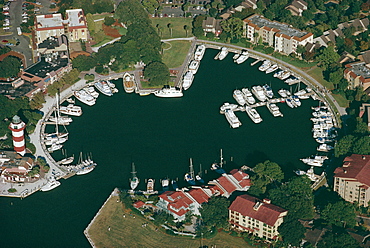 Aerial view of Hilton Head harbour town, South Carolina, United States of America (U.S.A.), North America