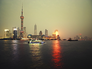 Shipping on Huangpu river, Shanghai, China, Asia