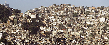 Favelas in front of Christ the Redeemer, Rio de Janiero, Brazil, South America