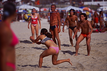 Beach Volleyball, Copacabana beach, Rio de Janeiro, Brazil, South America