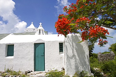 The small white church, Cat island, Bahamas, West Indies, Caribbean, Central America