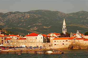 One of the beaches under the walls of Budva, Montenegro, Europe