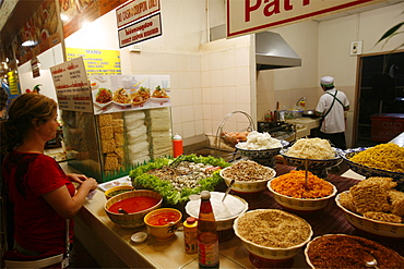 At the food center of the night market in Chiang Mai, Thailand, Southeast Asia, Asia