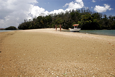 A small beach under a maritime tsingy rock, in the area of Anjajavy, Madagascar, Africa