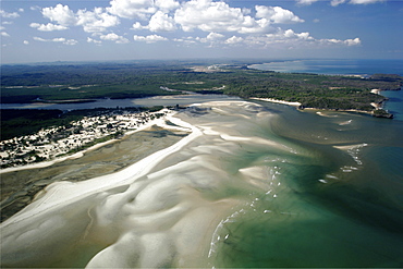 The north west coast around the village of Anjajavy, seen from a small Cessna aircraft, Madagascar, Africa