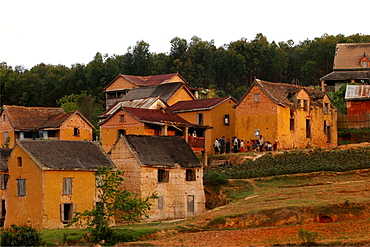 A village of the high plains of Central Madagascar, Africa