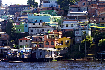 Some favelas of Manaus on the waterfront, Manaus, Brazil, South America