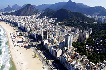 View of Copacabana from a helicopter, Rio de Janeiro, Brazil, South America