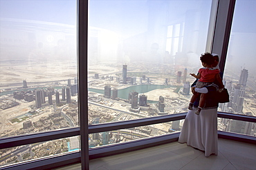 View of Dubai from the Burj Khalifa tower, Dubai, United Arab Emirates, Middle East