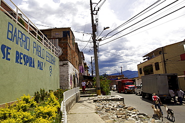 Sightseeing on Barrio Pablo Escobar, where Pablo built 3000 houses, Medellin, Colombia, South America