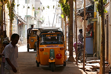 An auto-rickshaw in a street of Mysore, Karnataka, India, Asia