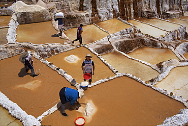 View over Salinas de Maras, Sacred Valley, Peru, South America