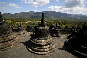 The roof of Borobudur's temple, UNESCO World Heritage Site, Java, Indonesia, Southeast Asia, Asia