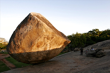 A holy stone in the garden of the sculptures in Mahabalipuram, Tamil Nadu, India, Asia