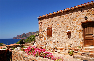 The small village of Girolata in the marine reserve of Scandola, close to the gulf of Porto, Corsica, France, Mediterranean, Europe