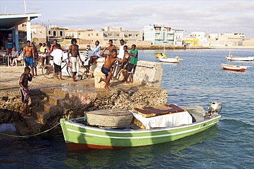 At the harbour of Sal Rei, capital of Boa Vista, Cape Verde Islands, Atlantic, Africa