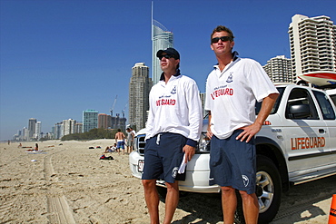 Life guards on the Gold Coast in the city of Surfers Paradise, Queensland, Australia, Pacific